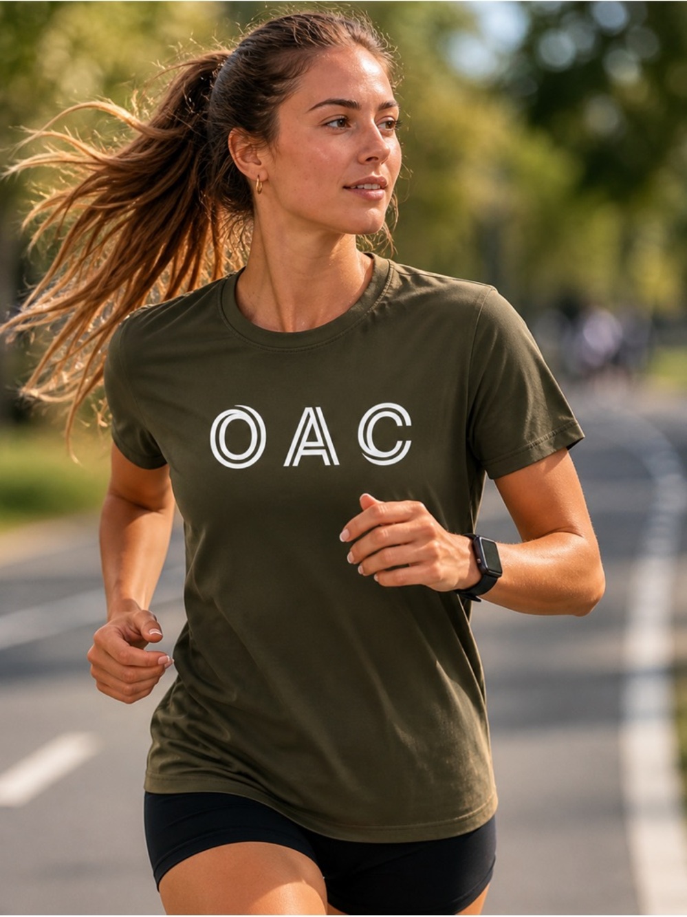 On Running  Athletic Club Olive Green T-Shirt with logo size L